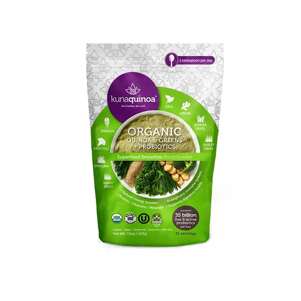
Smoothie Blend Powder Organic Vegan Gluten+ Dairy+GMO Free LiveKuna Organic Quinoa and Greens Plus Probiotics Superfood 