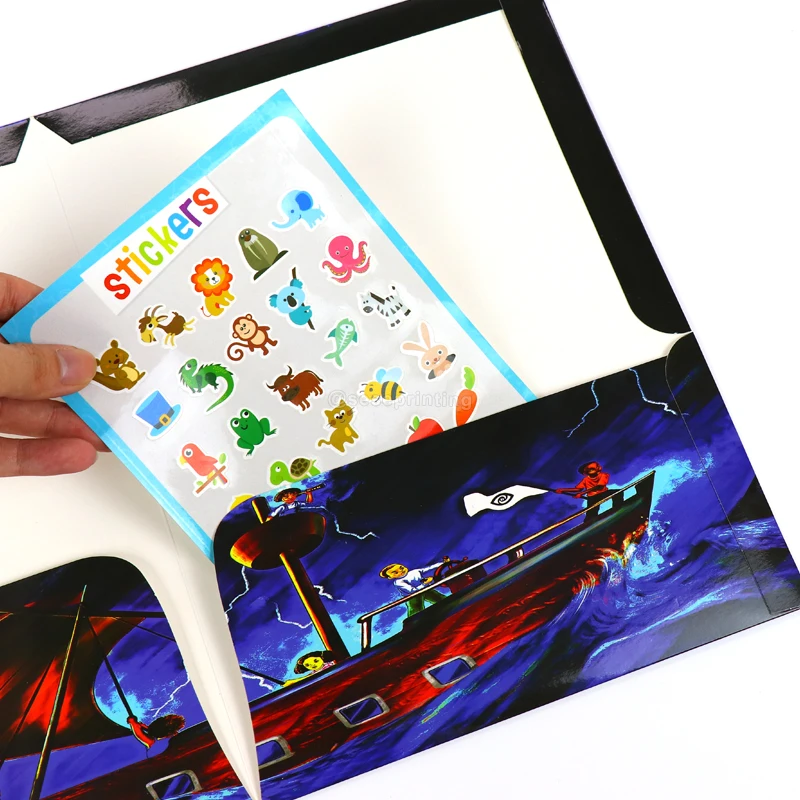 Custom Print Matt Office Document Presentation Pocket Folder Paper File Cardboard Black Folder With Logo Spot UV