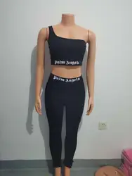 Ladies Street Club Wear Sexy Crop Legging Set Slim Fit wholesale Women Two Piece pants set Outfits palm-angel tracksuit clothing