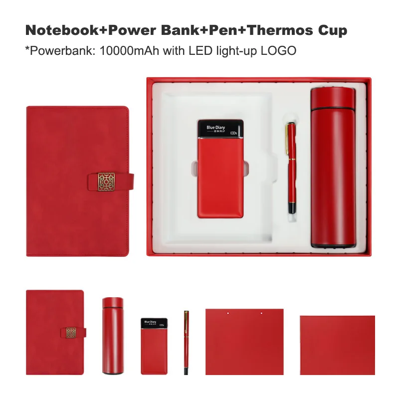 2023 Trending Lake Blue Power Bank Notebook Pen Thermos Cup  Custom Gifts Boxes New Promotional Corporate Gifts Business Gifts