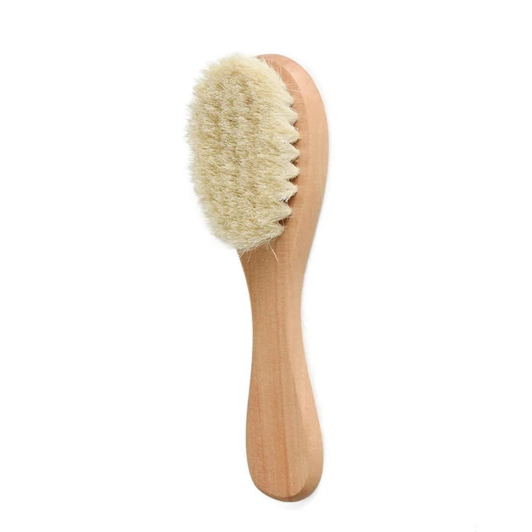 High quality wood wool baby hair brushes kids children care brushes with handle  Touch Handle Baby Brush