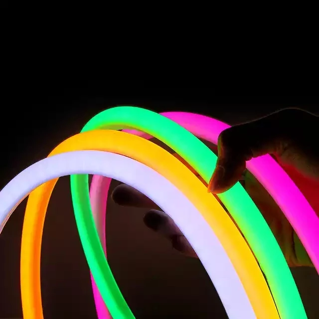 110V 220V 24V 12V Color Changing RGB LED Neon Light IP65 Waterproof PVC Silicone Flex Neon Rope Light Strip for Decoration