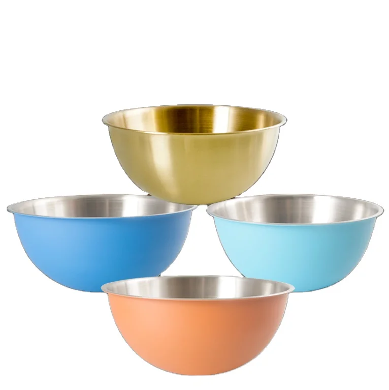 Stackable Multi-purpose Custom Stainless steel Egg Beating Bowl Salad Bowls set Kitchen Mixing Bowl for Vegetable Fruits