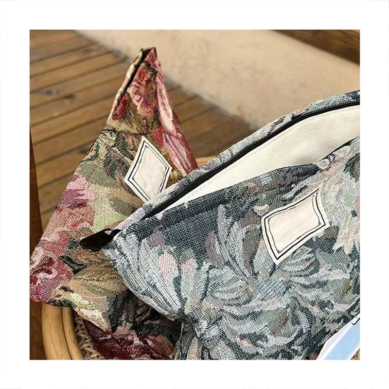 Fashion Design Makeup Bag Printing Cotton Cosmetic Bag Elegant Oil Painting Pouch for Women