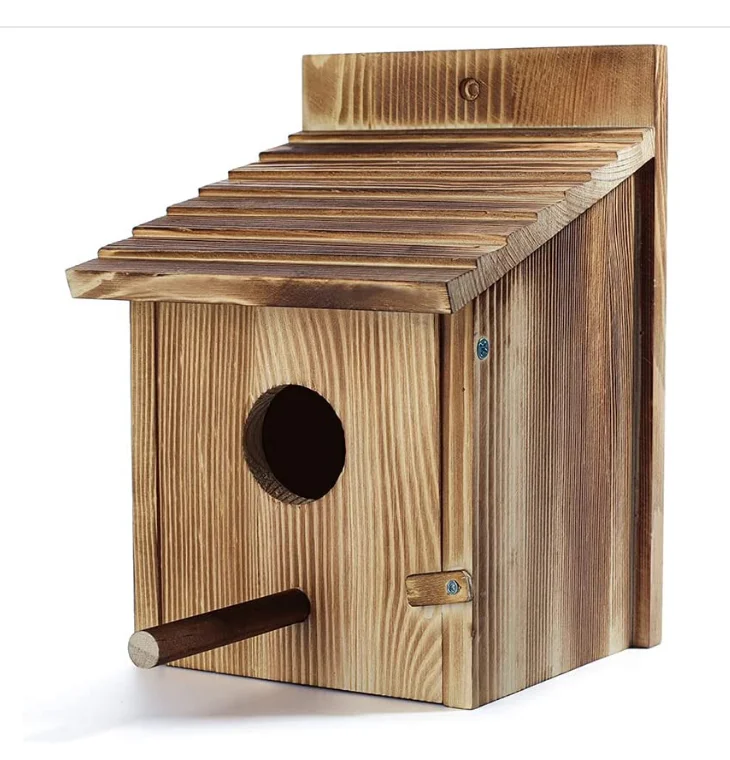 Wood Bird Houses for Outside with Pole Wooden Bird House for Finch Bluebird Cardinals Hanging Birdhouse Clearance Garden Country