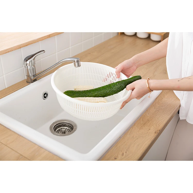 Kitchen Plastic Vegetable Rice Washing Basin Washing Fruit Basket Multi purpose Basket