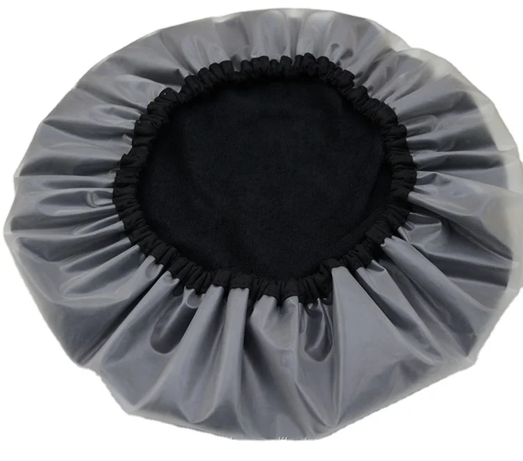 EVA Waterproof Shower Caps with Double Layers Reusable Terry Towel Bath Caps