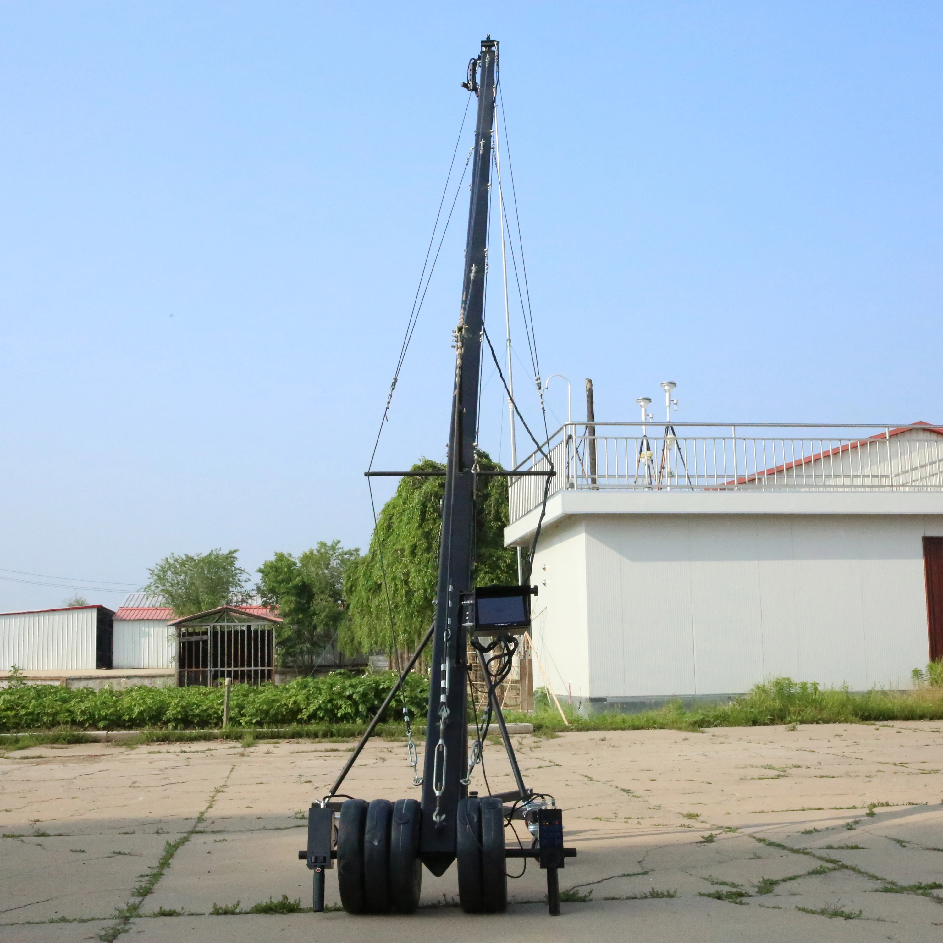 HOT SALE 10m 130mm Triangle Rocker Arm Electronic Video Camera Jib Crane with 2 Axis Head