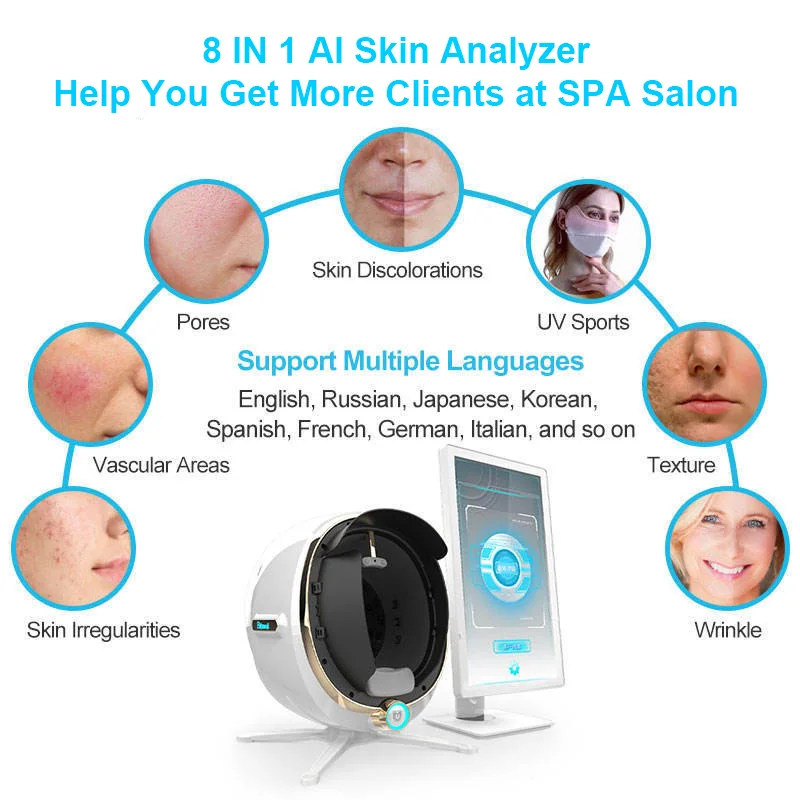 2024 new smart face scanner 3d skin moisture analyzer analysis machine professional facial skin analyse analyzer detector