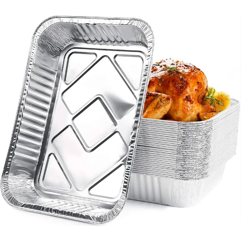 900ml 1100ml 2300ml Disposable Aluminum Foil Takeout Containers with Plastic Lids