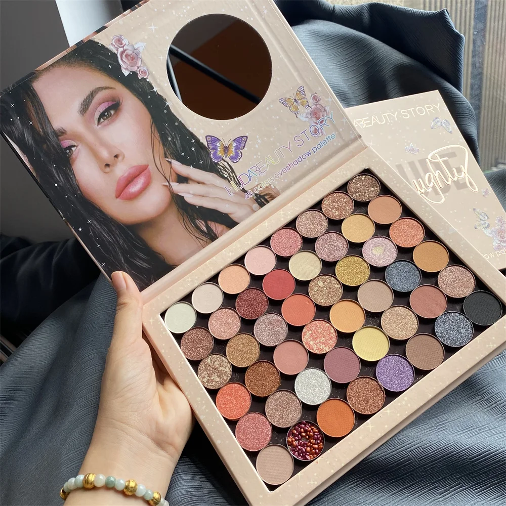 New arrival hudababy vegan sac de maquillag cosmet wholesale eyeshadow Gold green pearl pigment palette maquillage
