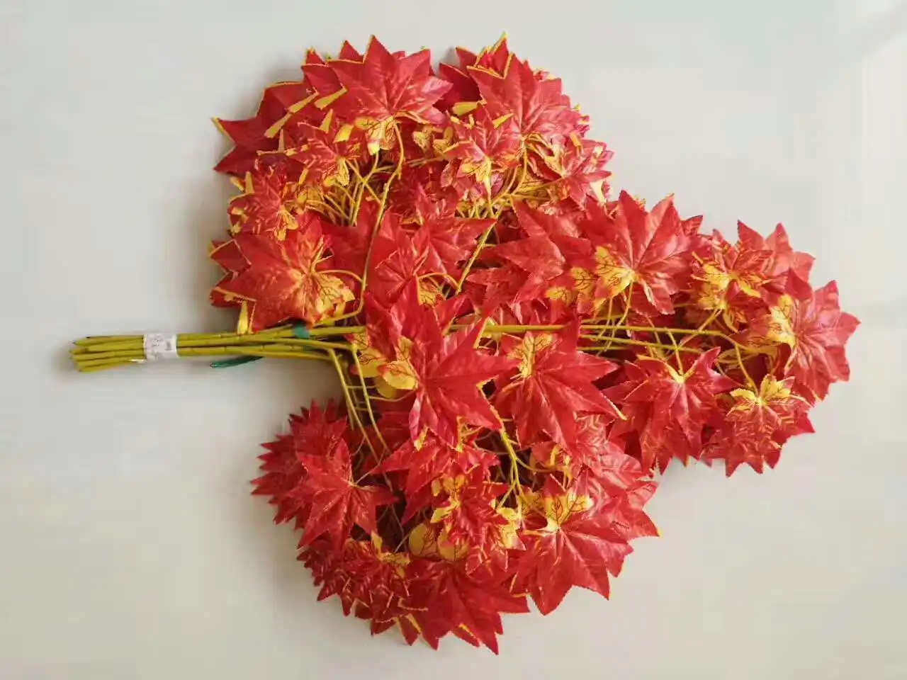 Silver artificial maple leaves for tree decoration