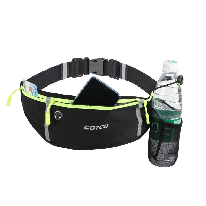 
custom logo Waterproof running custom waist bag reflective running belt with bottle holder gym sports running men fanny pack 