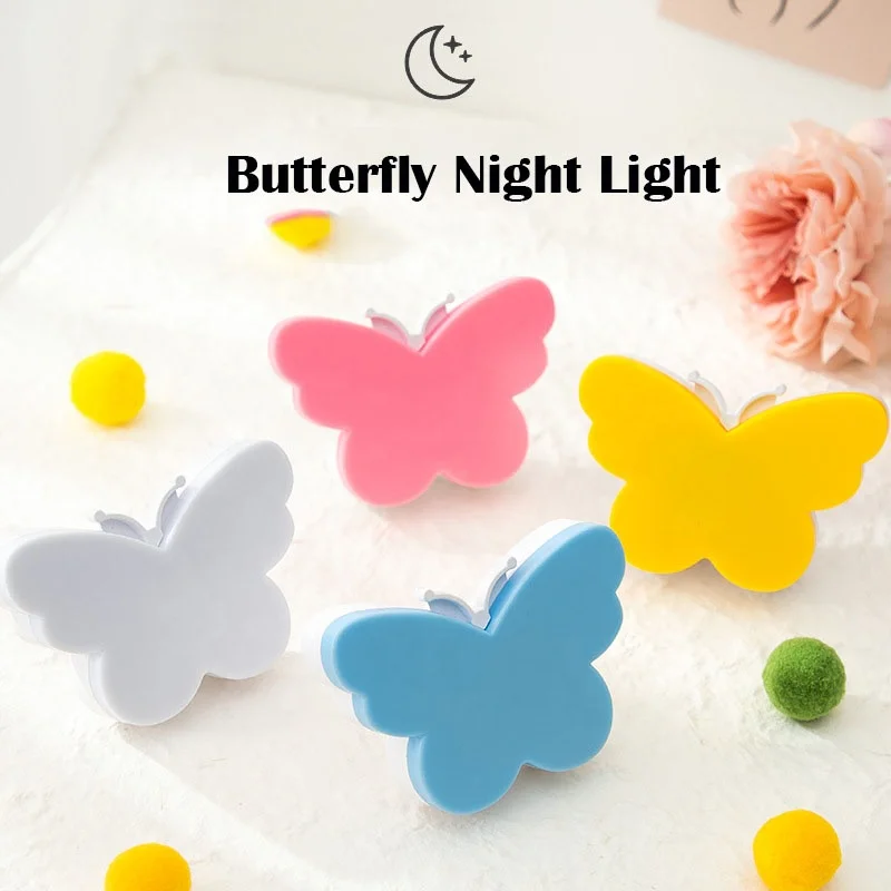 Auto Dusk to Dawn Smart Sensor Night Light Led Wall Lamp Child Cute Butterfly LED Plug-in Night Light for Kids
