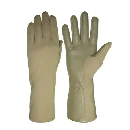 Aramid brown leather pilot flying gloves Nomex heat resistant finger flight gloves for sale