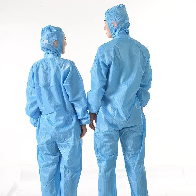 GMP pharmaceutical factory lab cleanroom high temperature 121 degree resistant fabric ESD coverall