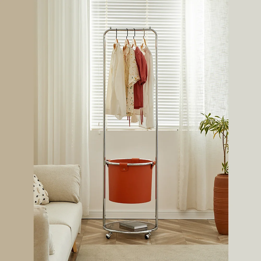 Kainice wholesale factory metal standing tree coat rack for cloth floor hanger acrylic shoe storage dirty bucket display rack