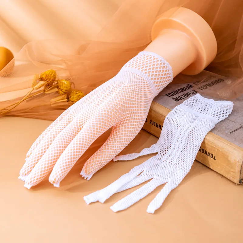 Spring and Autumn Sunscreen, Sunshade and UV Gloves for Women Riding and Driving Lace White Gloves, Summer Thin F