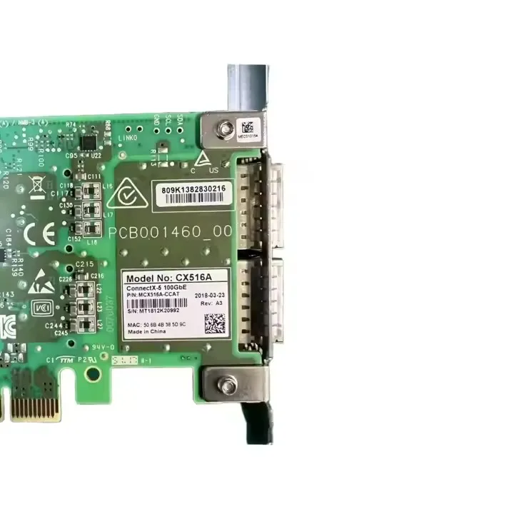 Mellanox ConnectX-5 EN 100GbE Dual-Port QSFP28 PCIe3.0 x 16 Tall&Short Bracket Network Interface Card Adapter Card MCX516A-CCAT