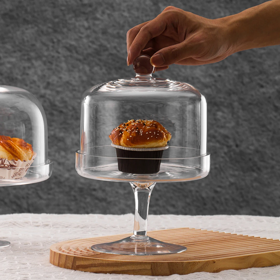 HOUSEWARE Glass Cake Stand with Dome Cake Holder And Cake Display Glass Stand for Kitchen Birthday Parties Weddings