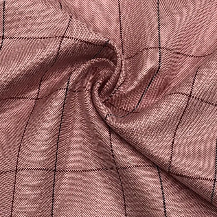 Spring Summer Rayon Silk Blended Plaid Fabric for Blouse and Fashion Styles