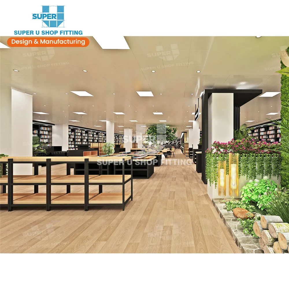 Custom Book Store Furniture Stationery Shop Display Layout Store Fixtures Floor Plan 3D Stationery Shop Interior Design