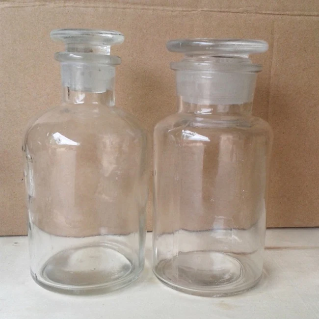 Small 30ml Clear Reagent Glass Bottle with Wide Grinding Glass for Chemical Solid Substance