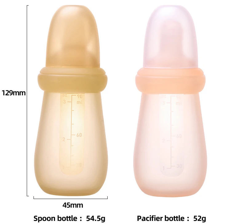 Baby fruit feeder bottle 2 in 1 Liquid Food Grade Silicone Baby Feeding Spoon and Bottle Squeezed Set baby fresh fruit feeder