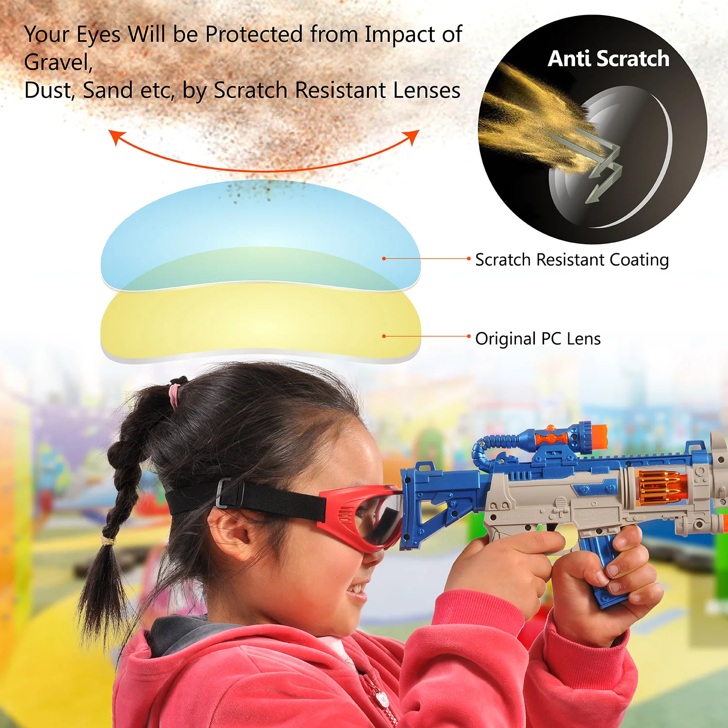 
SAFEYEAR Red Color Child Anti-blue high quality Safety glasses 