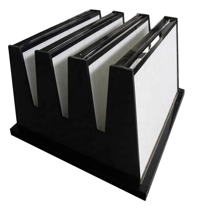 ABS frame F9 V-bank filter 592*592*292mm 4V hepa filter with mesh layer
