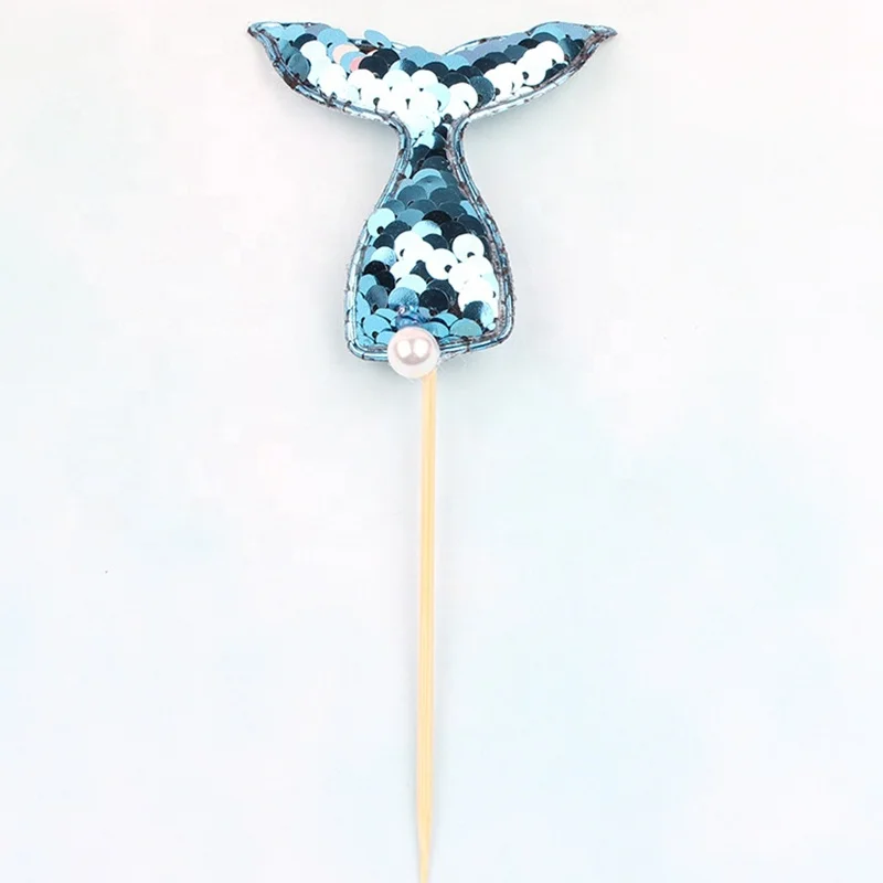 Birthday Party Supplies Sequins Decorating Set Glitter Cupcakes Mermaid Tail Wedding Cake Topper