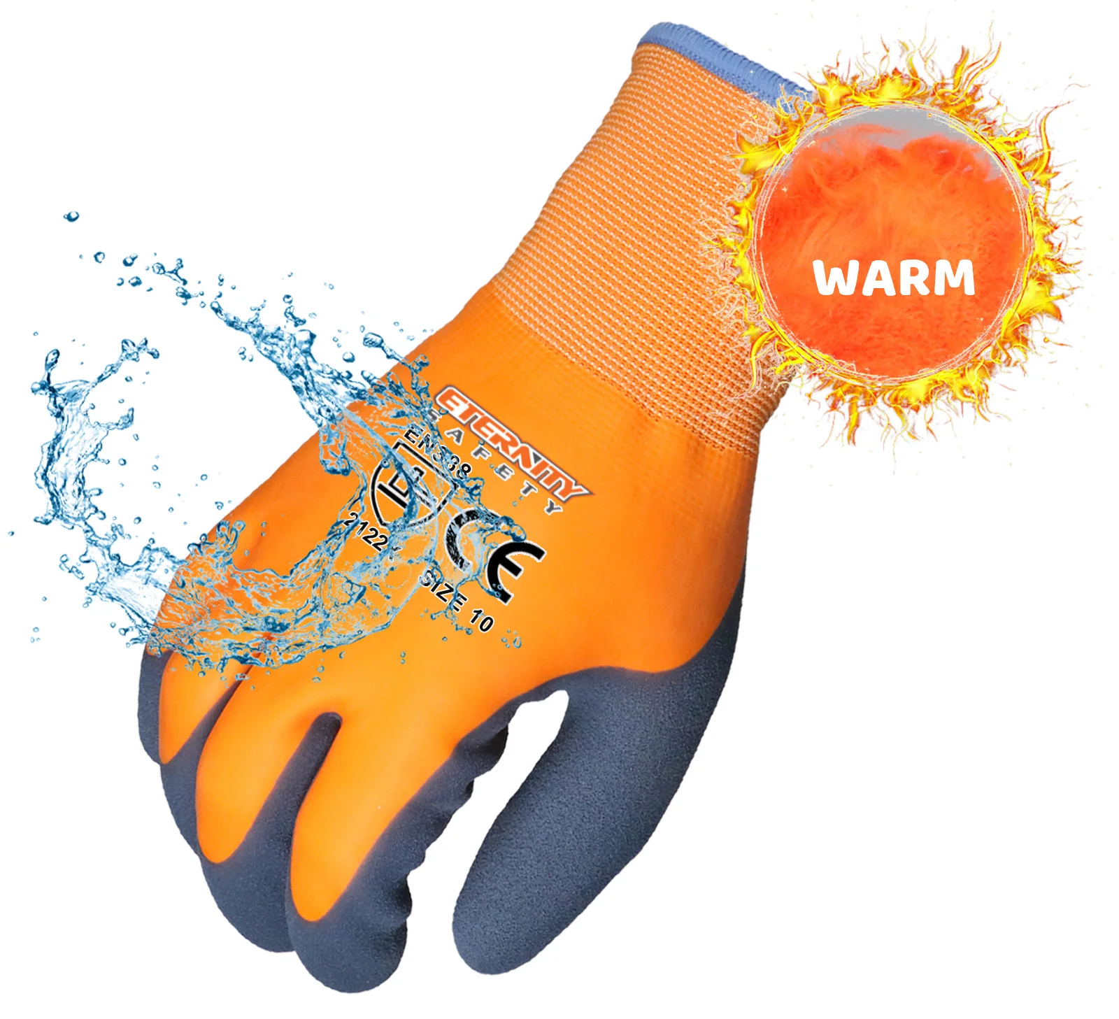 ENTE SAFETY Acrylic liner knit latex smooth and sandy double coated safety thermal gloves