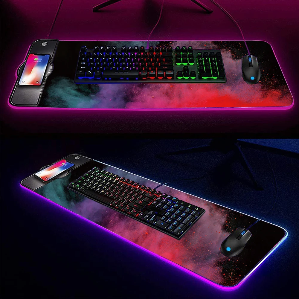 Factory Custom Large Size Wireless Charging USB Mouse Pad RGB Rubber Keyboard Pad Mouse Pad