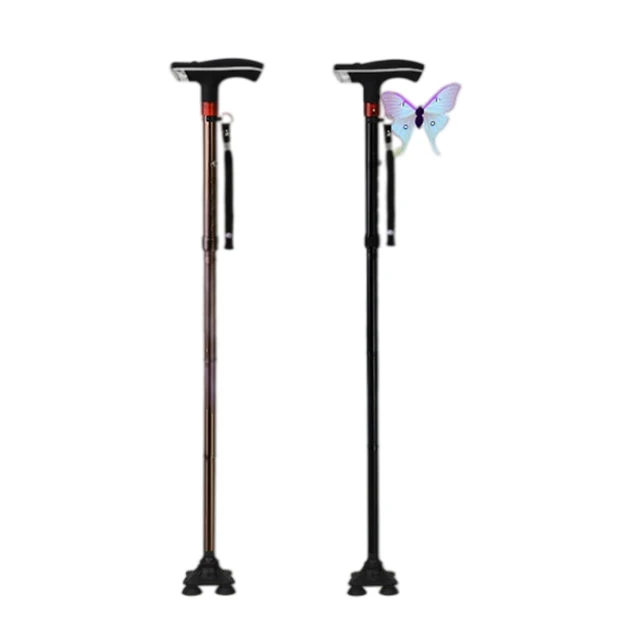 Hot sale china suppliers medical equipment LED walking sticks with alarm and light four legs