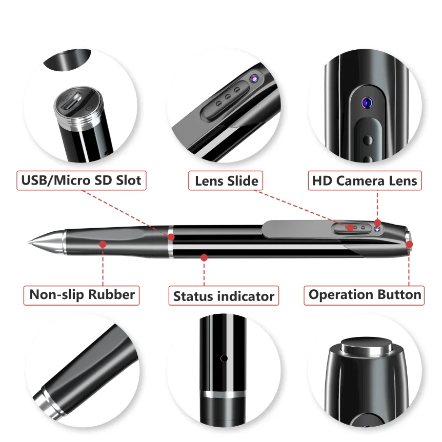 1080P HD Nanny Cam Video Recording Camera Recorder Spy Pens with