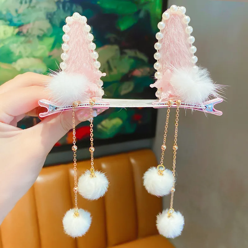 Traditional Chinese Style Hair Accessories With Cat ears Hair Clips Girls Fashion New Year Hair Clips