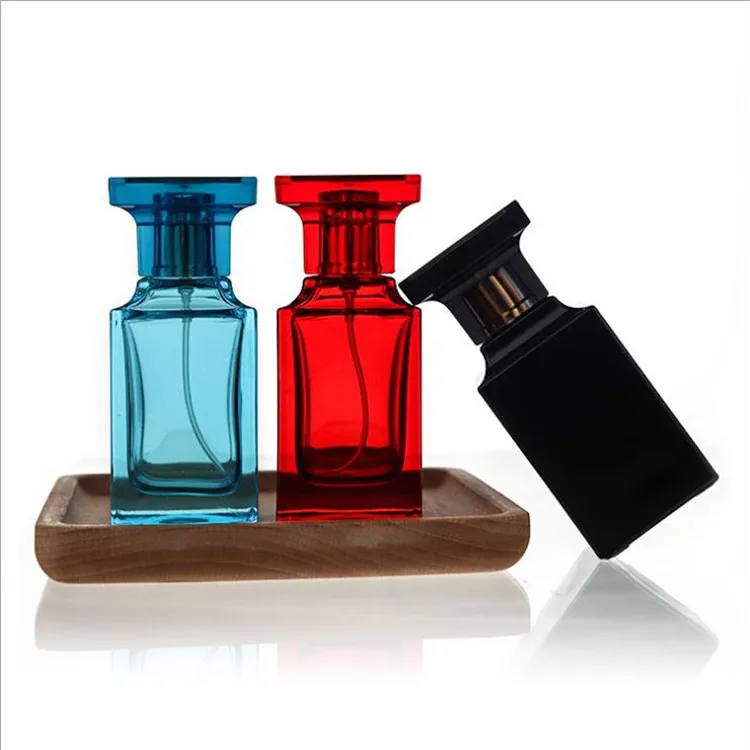 luxury creative square atomizer crimp  mist sprayer head glass spray perfume bottle with bayonet cap finish