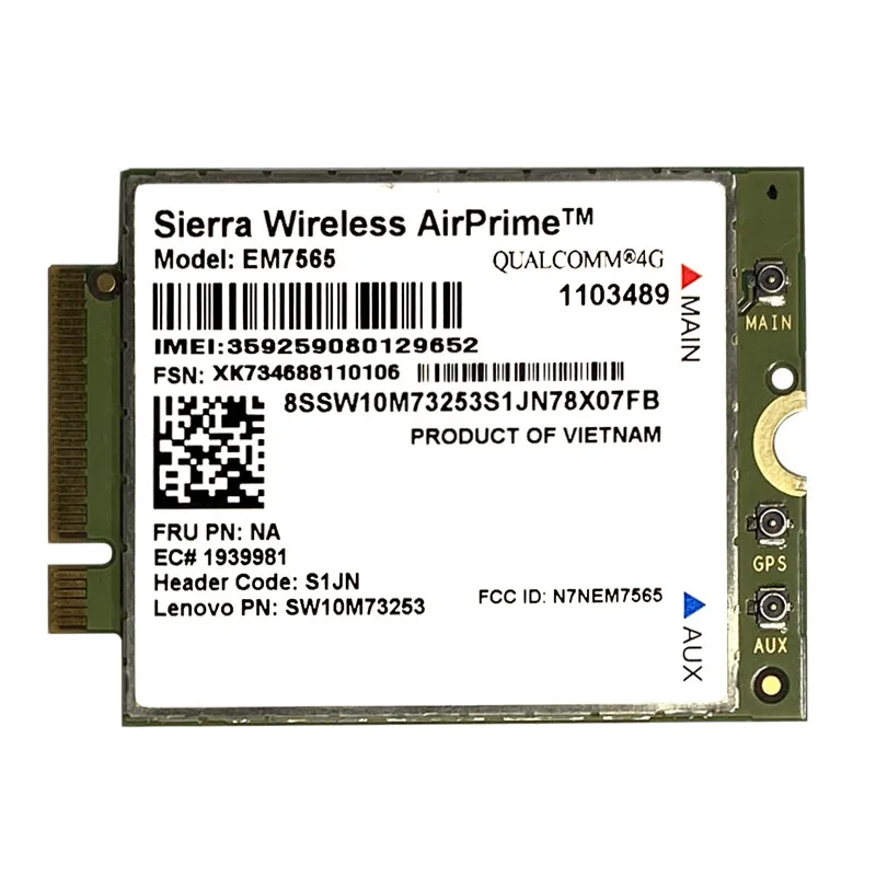 Sierra Wireless EM7565 LTE-Advanced Pro Module Cat 12 Global Connectivity with 3G Fallback for Thinkpad Carbon X1 6th Laptop