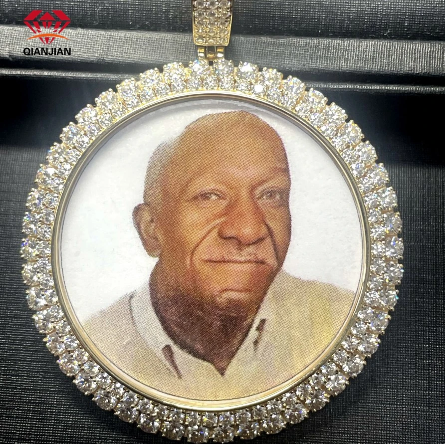 Gold Plated Hip Hop Picture Pendant Necklace Iced Out Custom Jewelry Sublimation Blanks Custom Photo Pendant