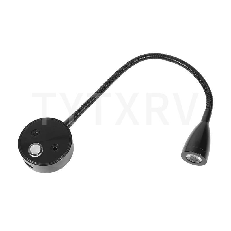 TYTXRV RV Accessories DC10-30V 3 Colors LED Bedside Reading Light With USB charging port Touch Dimming Caravan Indoor Hose Light