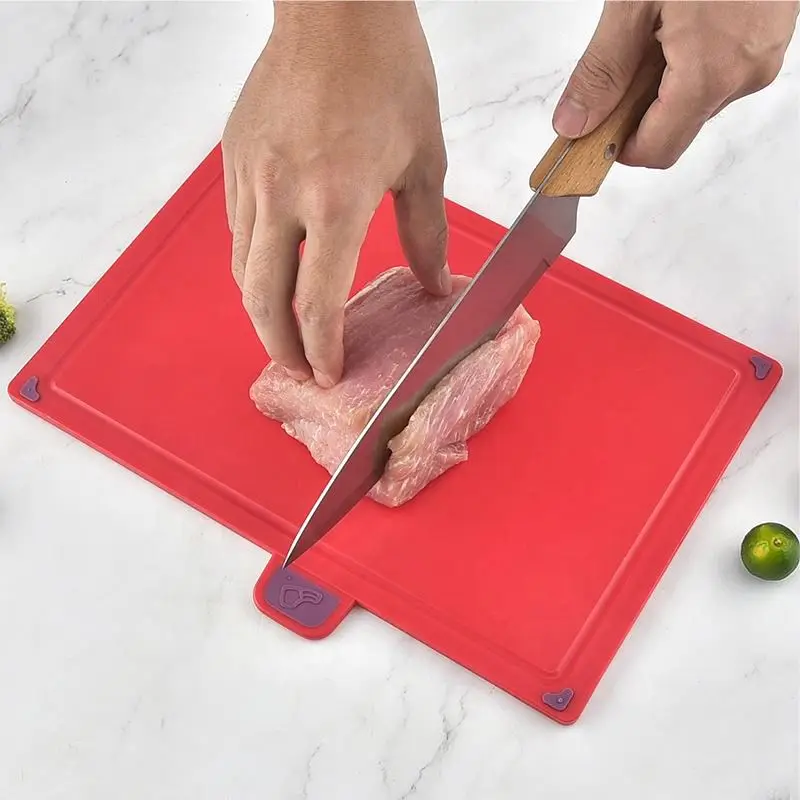 Top Selling Products 2023 Plastic 4PCS Chopping Board With Storage Stand Cutting Board Set for Fish Meat Vegetable Chopper Block