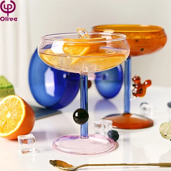 Light luxury unique novelty  highball colored fish bowl cocktail glasses