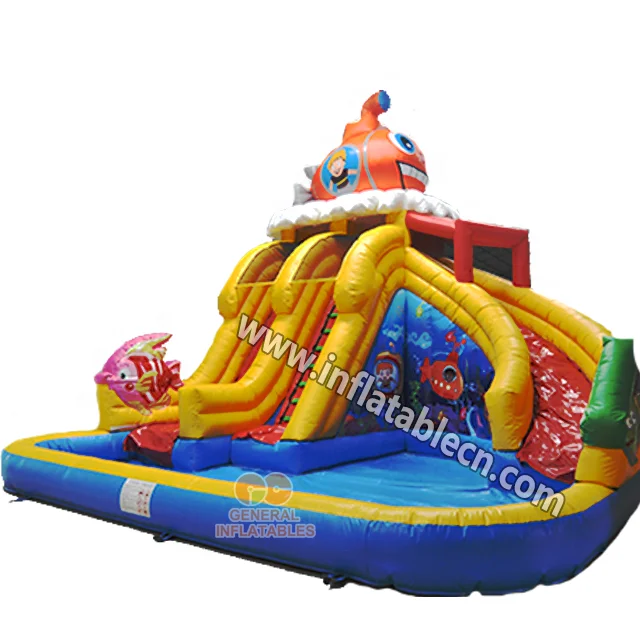 Submarine water slide,inflatable water slide for sale,new design water slide with digital printing