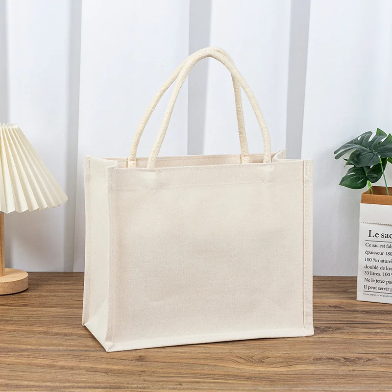 Custom Printed coated  canvas bag cotton portable large capacity tote bag interior waterproof handbag
