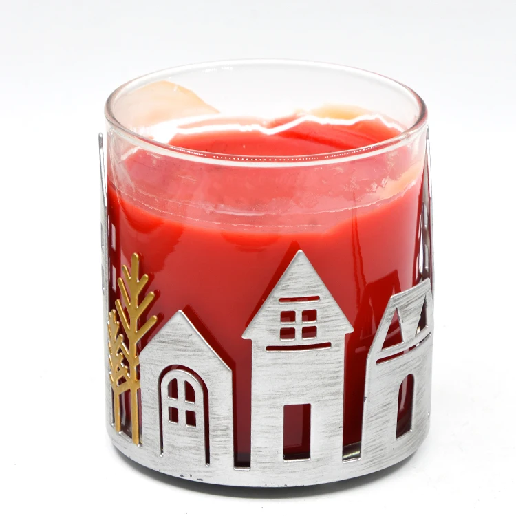 
Factory Direct Good Quality Winter Tree And Castle Sliver Printing Decorate Extra Glass Candle Holders 