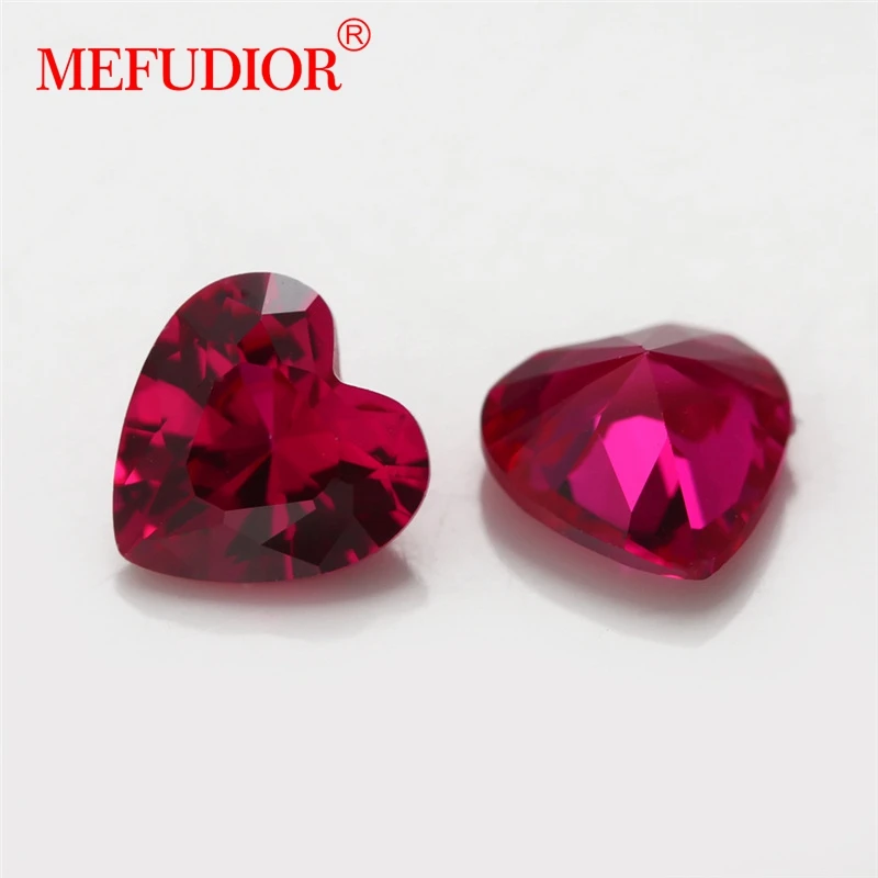 4*4-12*12mm 5A Wholesale Synthetic Ruby  Factory Price heart shape 5# ruby loose gemstones Corundum