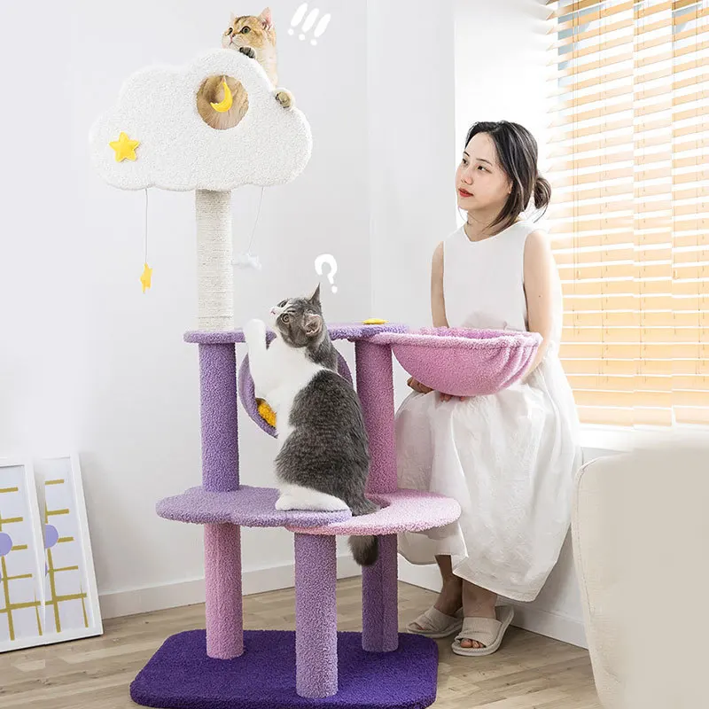 Castle Modern Large Big Climbing Scratch Pet Toy Cat Wood Furniture House Post Tower Cat Tree