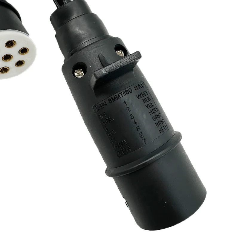wholesale Trailer Plug Towing Socket Connector 7Pin to 7Pin trailer cable 12V PA/PU/NYLON power supply spiral wire assembly