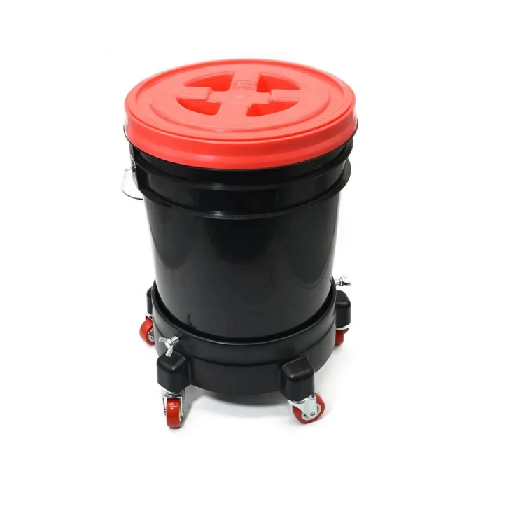 Black Car Wash Bucket Dolly 10-20L Buckets Car Wash Bucket 360 Degree Universal Base
