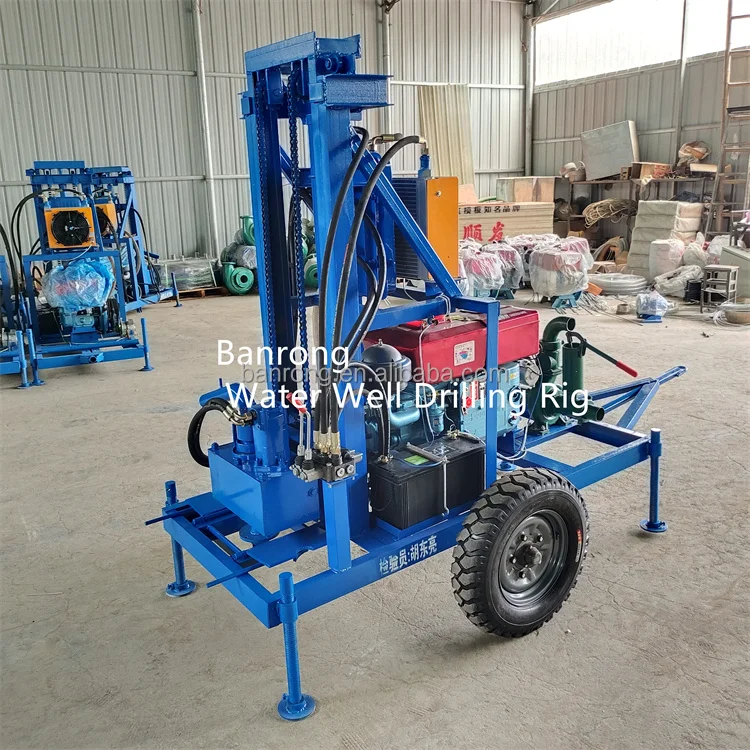 banrong 22HP Diesel Engine 120m Wheel Drilling Rig mine drilling rig water drilling rig for well